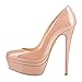 Onlymaker Women's Fashion Super High Heel Slip On Stiletto Pump Platform Closed Toe Wedding Party Shoes Nude 12 M US