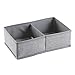 mDesign Soft Fabric 2 Section Dresser Drawer and Closet Storage Organizer for Child/Kids Room, Nursery, Playroom - Divided Organizer Bin - Textured Print, 2 Pack - Gray