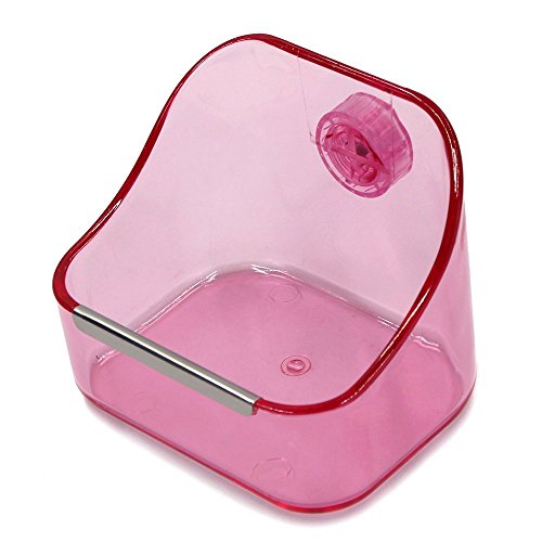 M-Aimee Plastic Cage Feeder Food n Water Hay Bowl Dish for Rabbit Guinea Pig Chinchilla Hamster Ferret (Pink)