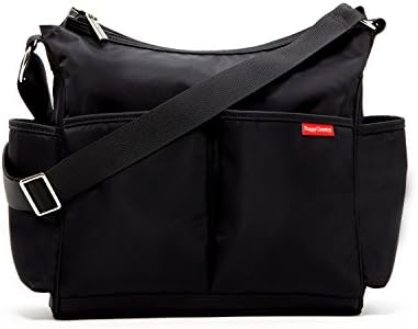 HC Black Nylon Weekender Work Tote Hobo Bag with Zipper Closure with Front Pockets Tote Bags For Women Diaper Bag Mommy's Shoulder Purse with Crossbody Adjustable Strap