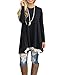 Sanifer Women's Lace Long Sleeve Tops Long Tunic Blouses Shirts for Leggings Dresses(Large, Black)