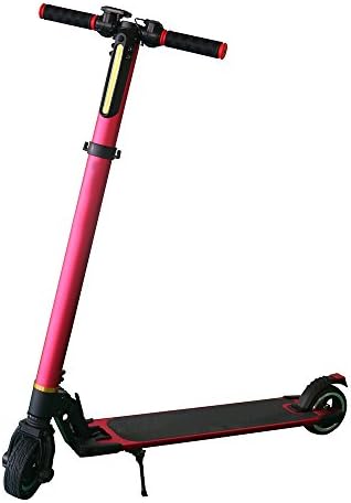KUFENG Foldable Electric Scooter with LED Light High Speed Scooter Easy to Carry and Save Place Mini Ebike Aluminum Alloy Motor Scooter For Adult (Red)