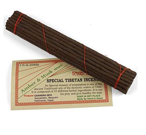 Traditional Tibetan hand rolled incense x 2 packs approx 80 sticks (Amber and Musk)