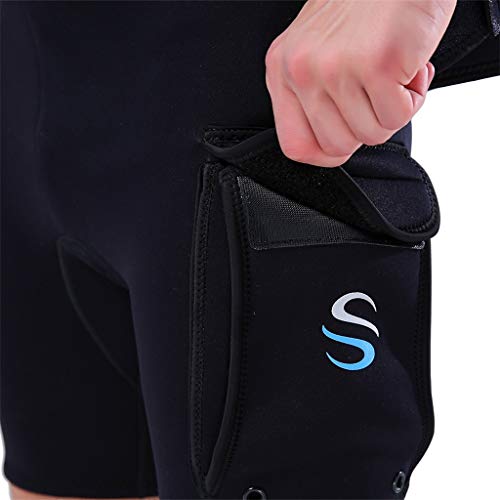 MILIMIEYIK Men's Neoprene Wetsuit Shorts Diving Suits Pants 3mm for Swimming Canoeing Surfing with Pocket Black