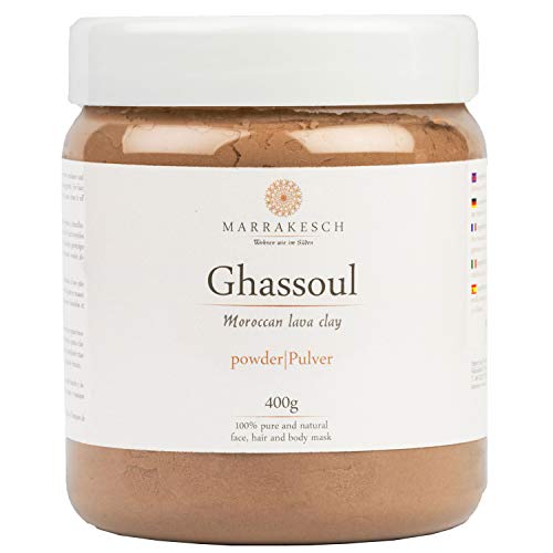MARRAKESCH-Ghassoul-Rhassoul-clay-powder-400g-Original-Moroccan-clay-as-facial-mask-for-cleansing-Natural-Organic-peeling-for-face-skin-and-hair-as-a-body-care-soap-and-Blackhead-Remover