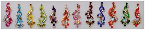 Avx Fashion Crystal Multi Colors Bindis Temporary Tattoo Body Stickers Long Sizes