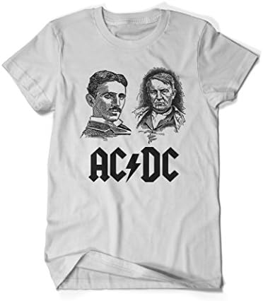 PacTee Men's Tesla Edison AC/DC T-shirt, 2XL, Steel