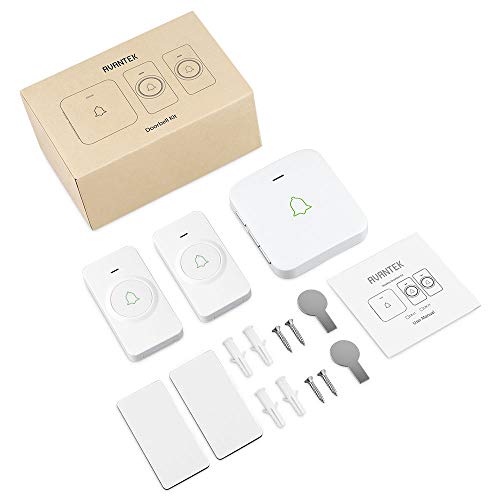 Wireless Door Bell, AVANTEK CW-21 Mini Waterproof Wireless Doorbell Operating at Over 1000 Feet, 2 Remote Buttons Can Have Different Tones, 52 Melodies, CD Quality Sound and LED Flash