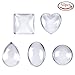JPSOR 50pcs Glass Cabochons Clear Dome Tiles (Round, Oval, Square, Teardrop, Heart-shape) for Jewelry Making