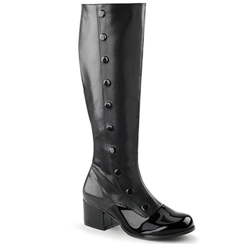 Womens Black Spats Inspired 2 Inch Low Heels Boots with Button Trim Size: 9