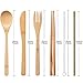 Norme 2 Sets Bamboo Travel Utensils Bamboo Cutlery Flatware Set Include Reusable Bamboo Fork, Knife, Spoon, Chopsticks, Straw, Cleaning Brush (Black, Blue)