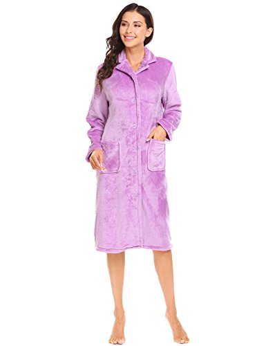 Dicesnow Ladies Button Up Soft Fleece Dressing Gown Luxury Bath |  Desertcart Montenegro