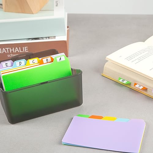 Koogel Index Card Holder 3x5, Index Card Organizer with 100 Ruled Index Cards and 10 Plastic Dividers Card File Box for Flash Cards Business Cards School Office Supplies