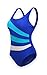 ReliBeauty Women's Lined U-Neck One Piece Bathing Suit Swimsuits (Small, Blue)