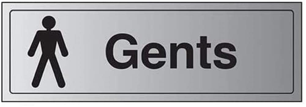 V Safety General Door-Gents Toilet Sign - 300mm x 100mm - 1.6mm Alu Rigid Plastic