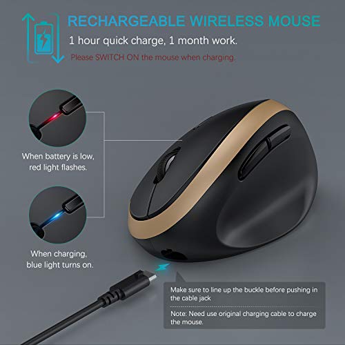 Vertical Wireless Mouse, Jelly Comb Ergonomic Mouse Reduces Wrist
