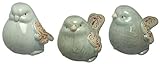 Scroll Wing Light Blue Ceramic Bird Sculptures Set of 3
