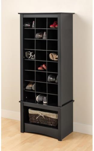 Prepac's Broadway Black Tall Shoe Cubbie Cabinet, Deep Black Laminate