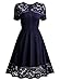 MissMay Women's Vintage 1950s Floral Lace Contrast Elegant Cocktail Swing Dress