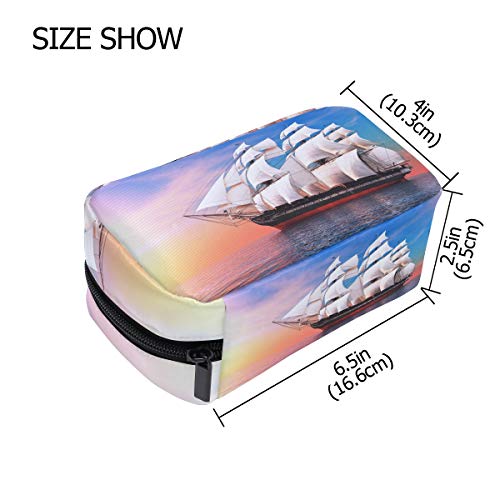 Ship Watercrafts Sea Ocean Boats Sky Clouds Sailin Makeup Bag Organizer Portable Cosmetic Pouch Handbag With Zipper For Women Purse
