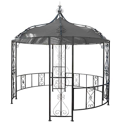Mendler Pergola Almeria, Rundpavillon Garten Pavillon, stabiles Stahl-Gestell Ø 3m - grau – Bild 3
