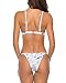 X-HERR Women Push up Triangle Brazilian Thong Bikini Set Swimsuits(Marble & White,Large)