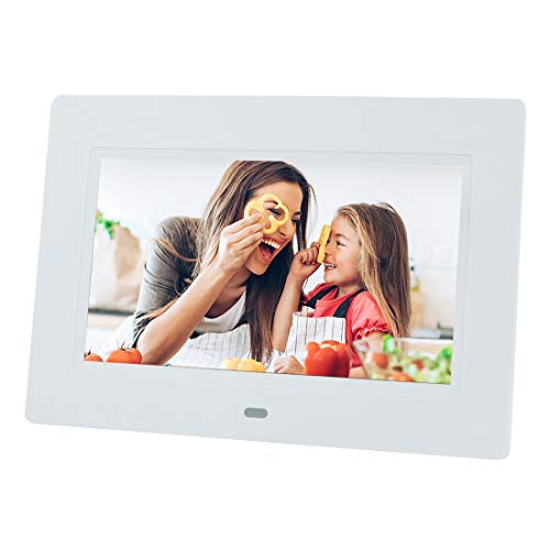 Digital Picture Frame 7 Inch Electronic Photo Frame & 1024 x 600 High Resolution IPS Widescreen Display – Calendar/Clock Function, MP3/ Photo/Video Player with Remote Control
