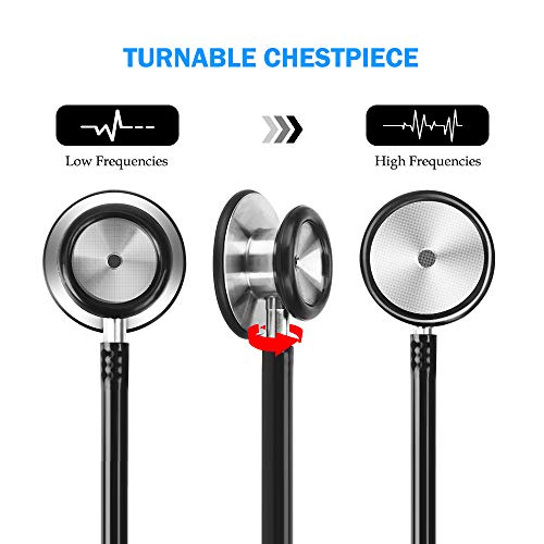 CAVN Dual Head Stethoscope with Carrying Case for Nurse Doctor Medical Student, Clinical Grade 28 Inch Stethoscope with Extra Diaphragm and 4 Packs Eartips, Classic and Lightweight