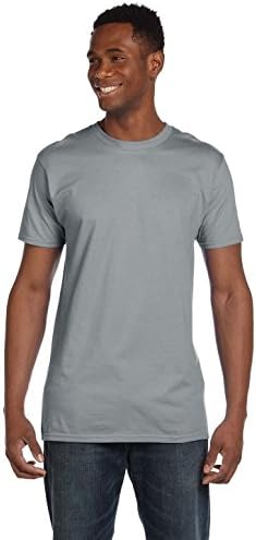 Hanes Adult Contemporary Fitted narrower Ribbed Collar Ring Spun Nano T Shirt, Vintage Gray, X-Large