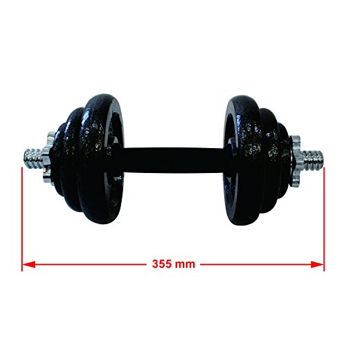 Todeco-Juego-de-Mancuernas-Juego-de-Pesas-Ajustable-Material-de-la-barra-Acero-cromado-Material-de-la-manija-Goma-natural-Negro-20-kg-Hierro-fundido-con-estuche-negro