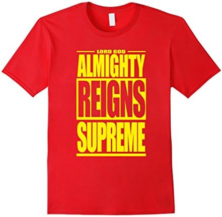 Mens Scripture T-Shirt | Lord God Almighty Reigns Supreme Small Red