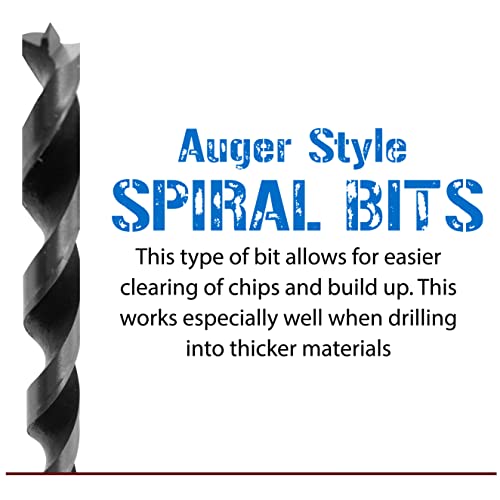 12 inch Extra Long Brad Point Drill Bit Set with 7 Total Drill Bits