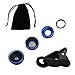 ETvalley Universal 3 in 1 Phone Camera Lens Kit Clip on Lens for Smartphones, Fish Eye Lens, 2 in 1 Macro Lens & Wide Angle Lens, with Universal Lens Clip, Made of Aluminum, Color Blue