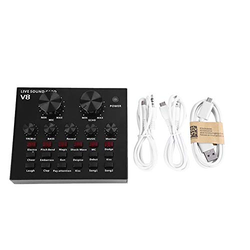 Alomejor USB Sound Card Portable Voice Change Digital Sound Card Audio Interface Mixer Board Live Sound Card