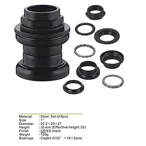 CDHPOWER 8pcs 1″ Threaded Bicycle Headset Combo- Gas Motorized Bicycle (Black)