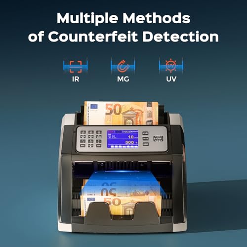 Bonvoisin Banknote Counter, Money Counter Counting the Value of Classified Banknotes, with UV/MG/IR/DD Counterfeit Detection, 1000 pieces/min (No mixed amounts)