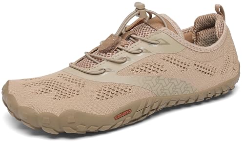 Saguaro Barfußschuhe Damen Herren Zehenschuhe Traillaufschuhe Weich Bequem Barfussschuhe Fitnessschuhe Männer Frauen Trainingsschuhe Für Joggen Laufen Wandern, Sepia Braun, 47 Eu