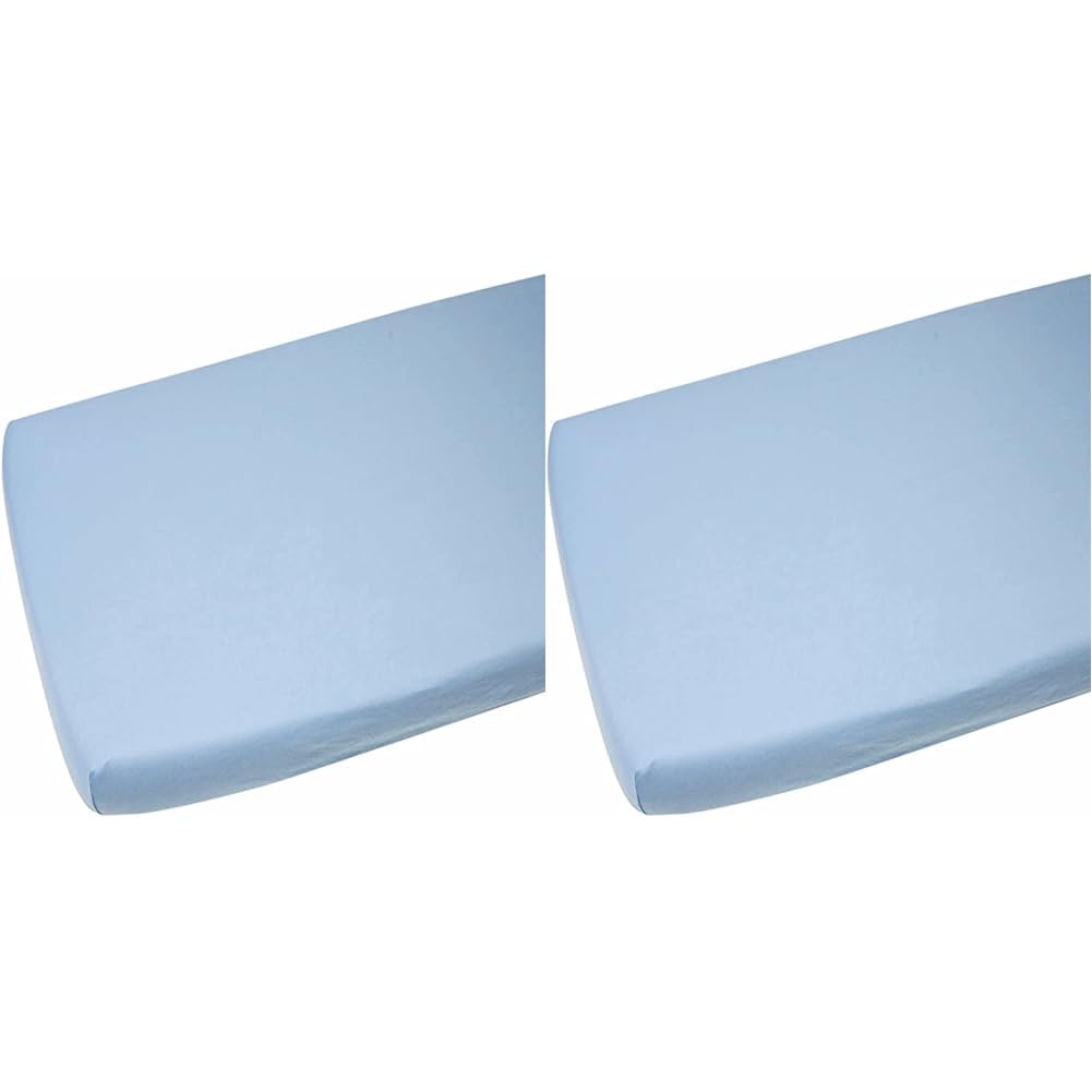 Dudu N Girlie Cotton Travel Cot Sheets Fitted | Travel Fitted Sheet 95x65 | Jersey Soft Bedsheet Hypoallergenic Elasticated Breathable Fitted Cot Sheets (Single Pack, Blue) (Pack of 2)
