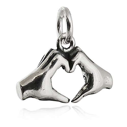Tiny Hands with Heart Gesture Charm 925 Sterling Silver Charm