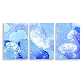 Wall26-3 Panel Canvas Wall Art- Sea Animal Jellyfish -Giclee Painting Wall Bedroom Living Room Home Decoration - 16"x24" x 3 Panels