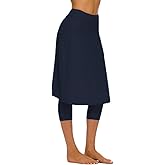 Micosuza Long Swim Skirt with Attached Leggings Modest Sun Protection Sports Skirt for Women