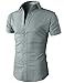 H2H Mens Slim Fit Solid Short Sleeves Dress Shirts of Various Colors