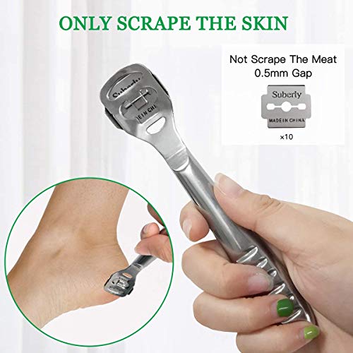 Foot Callus Remover, 12Pcs Stainless Steel Pedicure Rasp Foot Files Scraper Hard Skin Feet Callus Shaver Kit with Case, Foot Care Tool