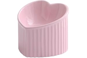 HCHLQLZ Pink Ceramic Raised Cat Bowls, Tilted Elevated Food or Water Bowls, Stress Free, Backflow Prevention, Dishwasher and Microwave Safe, Lead & Cadmium Free