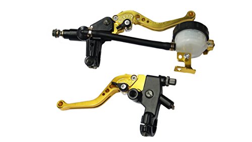 Soosee Universal Motorcycle 7/8" Front Brake Clutch CNC Master Cylinder Fluid Reservoir Levers for Sport Motorbike / Street Motorbike / Scooter / Dirt Motorbike(Yellow)