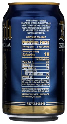 LIQUID DEATH KILLER COLA SPARKLING WATER, 12 FZ