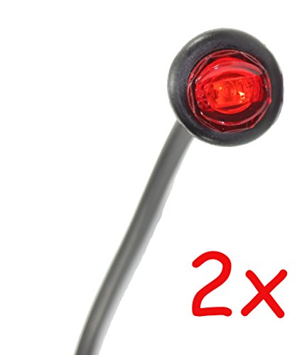 2x 3/4" Mount Red Round Bullet Clearance Side Marker Indicator Truck Trailer Mini LED Light