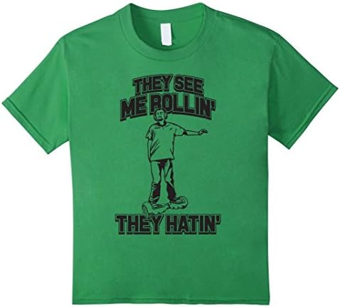 'They see me rollin' Hoverboard T-Shirt for Men - Kids 12 - Grass