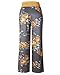 AceIce Women's Comfy Stretch Floral Print Lounge Pants Casual Drawstring Palazzo Pants Wide Leg Pajama Pants (Yellow, Tag 2XL= US 12)
