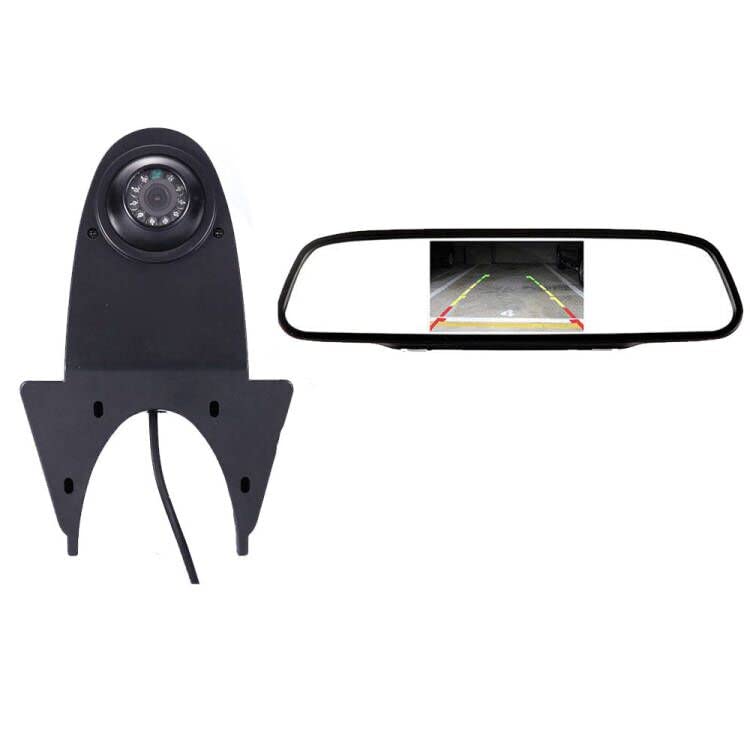 Waterproof Car Rear View Backup, Parking Reverse Camera with View Angle Night Vision + Rearview Mirror fit Viano Vito Transit Ducato Crafter T5 Master all other transporters with brake ligh